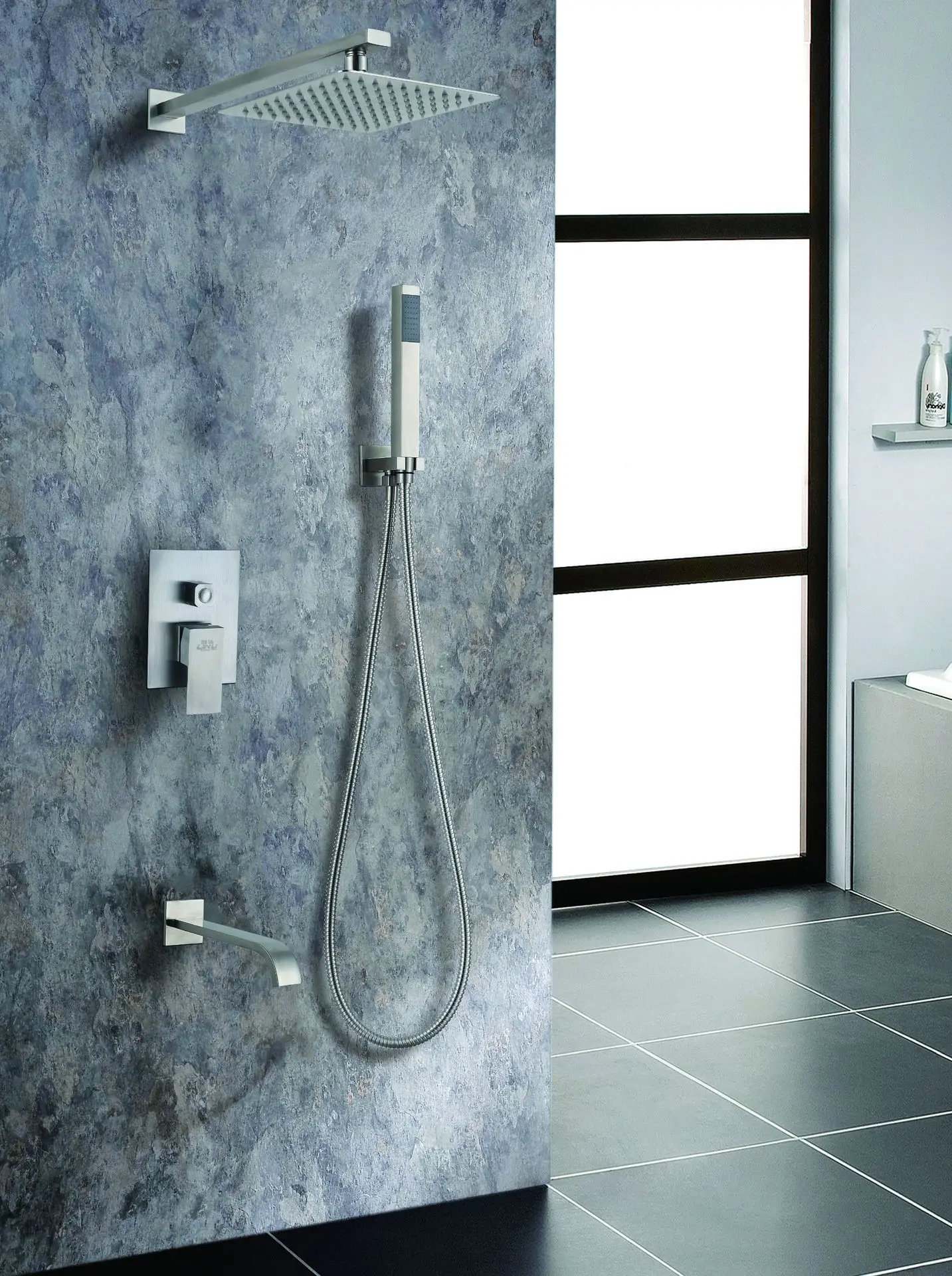 Stainless steel concealed wall-mounted hotel shower set