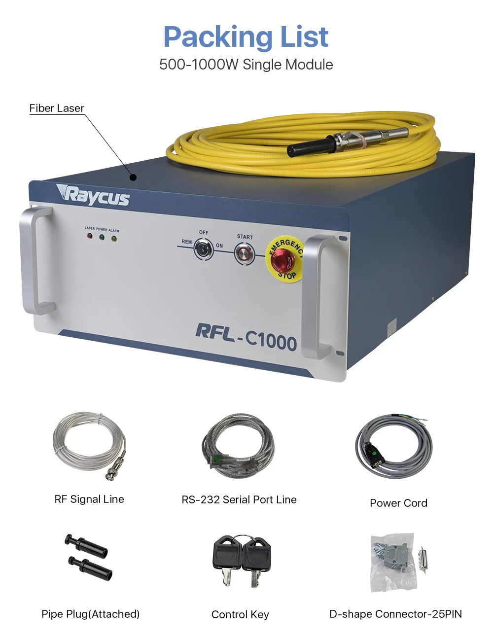 Цена по прейскуранту завода для Raycus волоконный лазерный источник 100W RFL-C1000 в