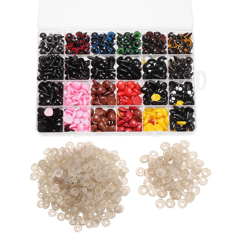 

1040Pcs DIY Making Plastic Safety Eyes Noses Washers Toy Doll 6mm-14mm Tools For Making Plush Toys DIY Craft Supplies