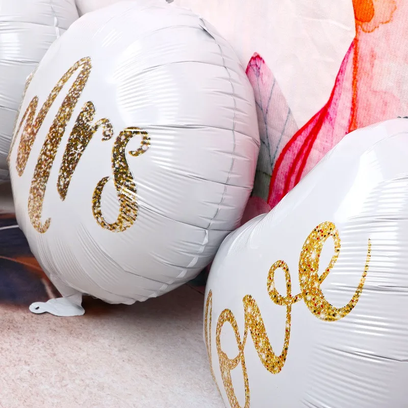 10 шт. 18 &quotкруглые воздушные шары с сердечками из фольги MR &amp MRS золотые и гелием