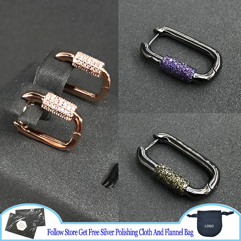 

ENCHAINEE Single Chain Link Earring Fashion Love Lock With Unique Design For Women Luxury Jewelry 925 Sterling Silver Earrings