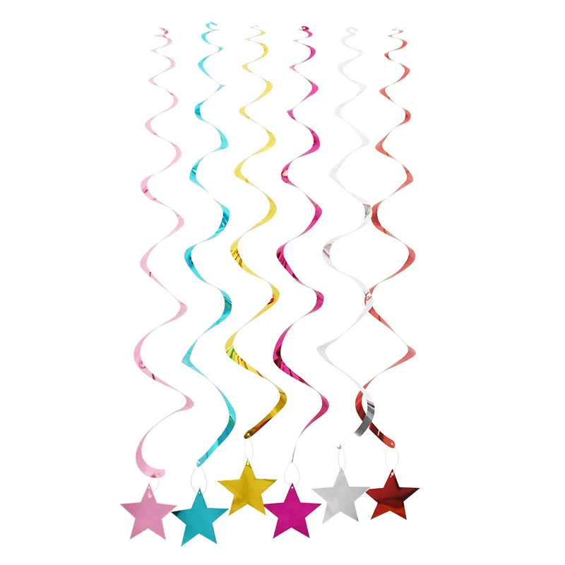 6 шт./компл. металлическое потолочное вихревое украшение с днем рождения вечерние