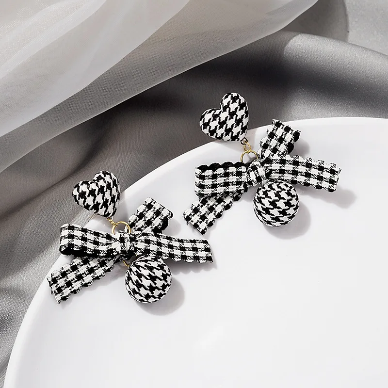 

Hernasion Black Long Striped Plaid Earrings Bowknot Tassel Earrings Love Heart Ball Dangle Earrings Fashion Earrings for Women