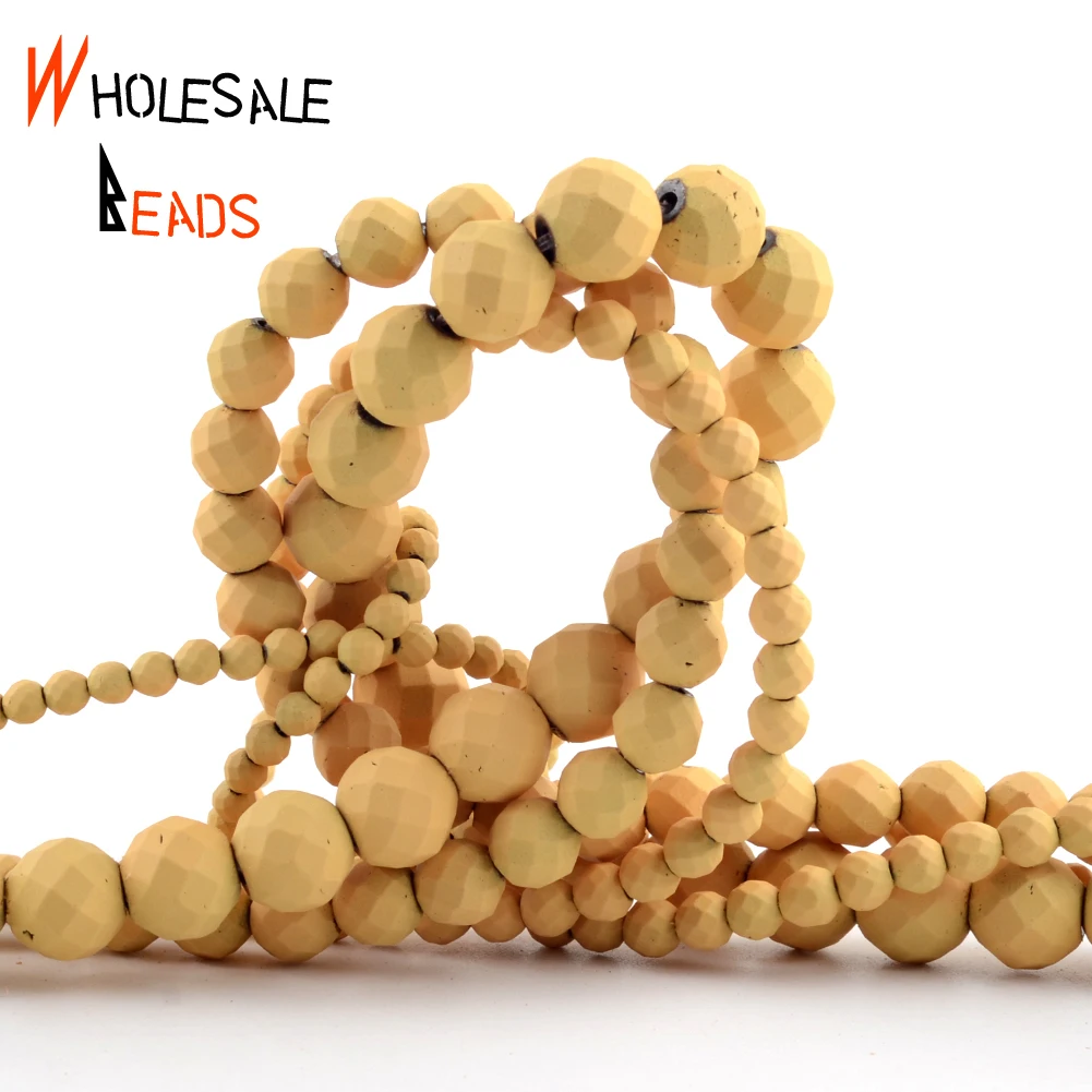 

Natural Stone Faceted Orange Hematite Rubber Round Spacer Loose Beads For DIY Jewelry Making Necklace Bracelet Accessories 15''