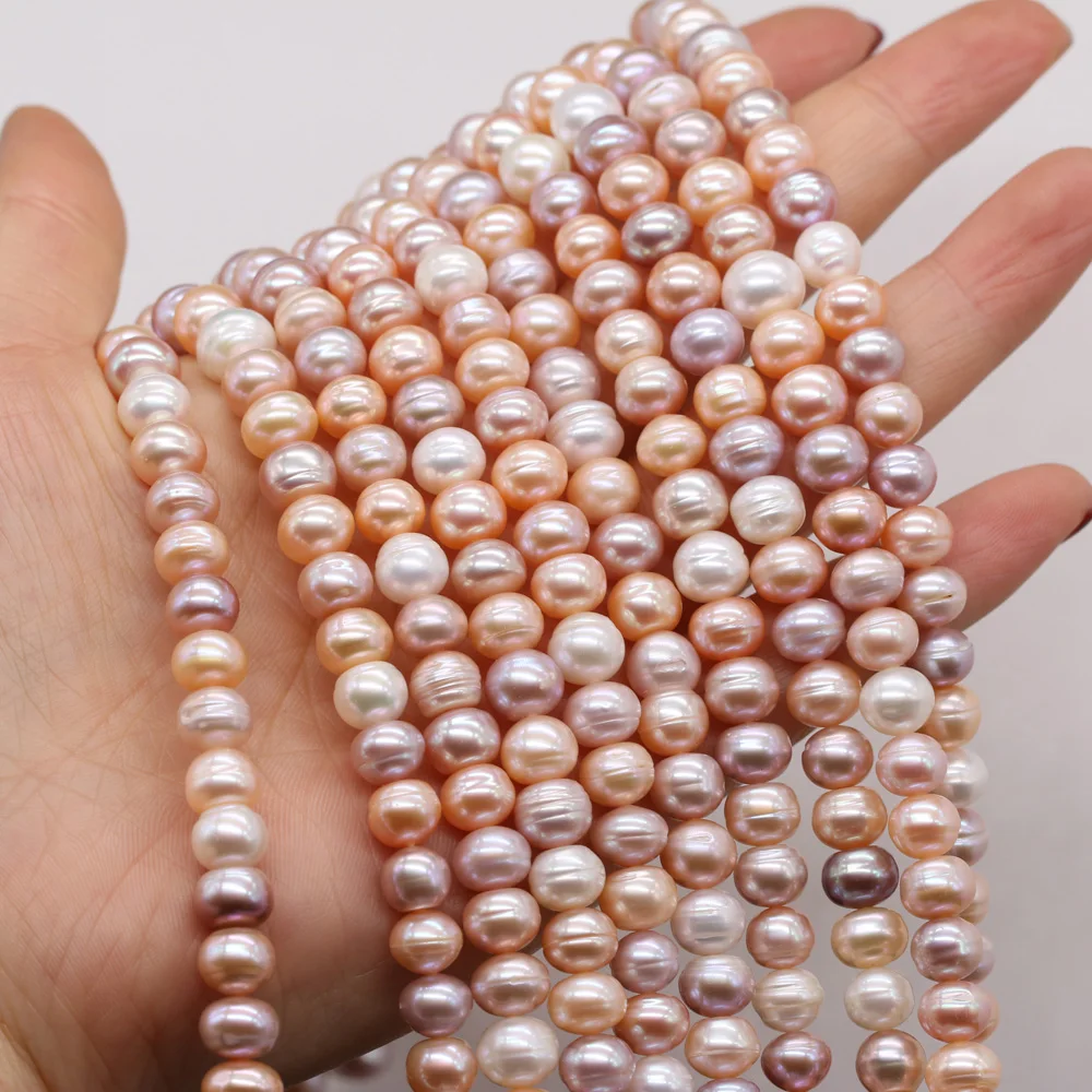 

Натуральный пресноводный жемчуг, разноцветные Круглые бусины россыпью 8-9 мм, бусины для изготовления ювелирных изделий, браслетов, ожерели...