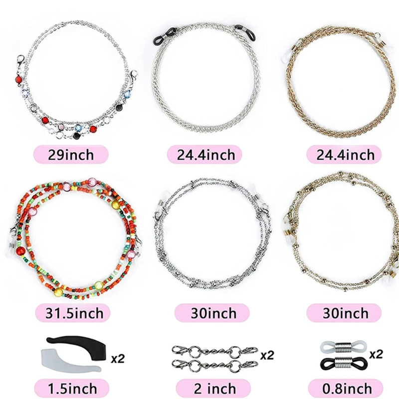 

B36D Anti-lost Mask Leash 6Pcs Mask Holder String Women Costume Decoration Eyeglasses Chain Gift for Women Girl