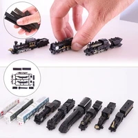 4d assembled 9 mini train models toys harmony high speed railway nostalgic steam train boys and girls gift collection decoration