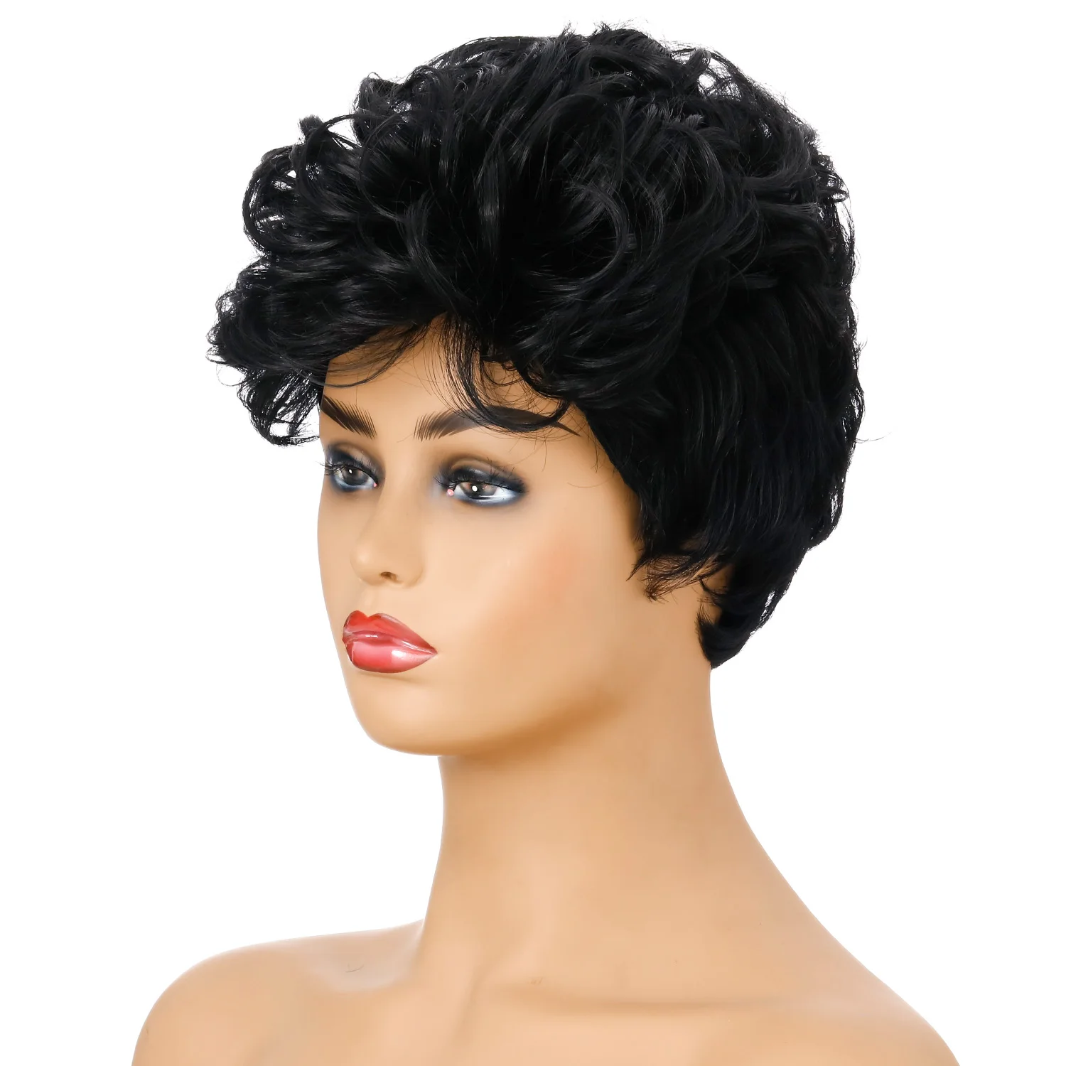 

Wigs for Black Women Short Curly Synthetic Hair Natural Black Hair High Temperature Fiber Wigs Daily Use