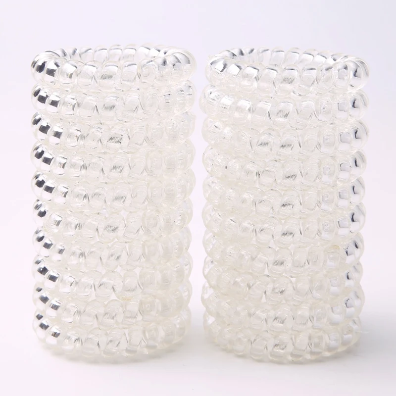 

4pcs/Lot Size 5.5cm Transparent Telephone Rope Wire Hair Band Rubber Girl Gum Accessories