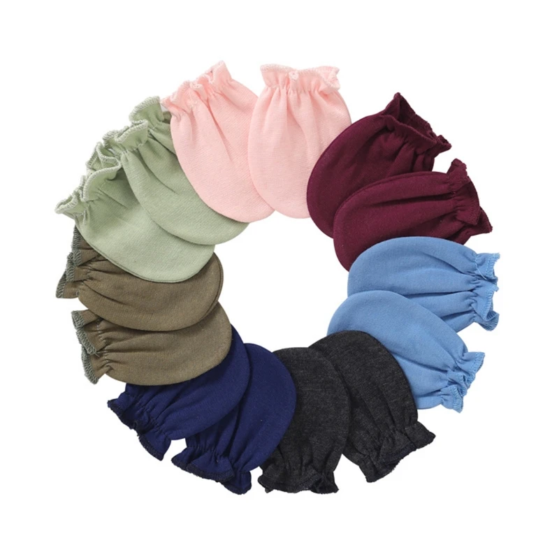 Guantes de algod&oacute;n suave antiara&ntilde;azos para beb&eacute;s, manoplas protectoras de Color s&oacute;lido para reci&eacute;n nacidos, suministros para beb&eacute;s, 1 par-1