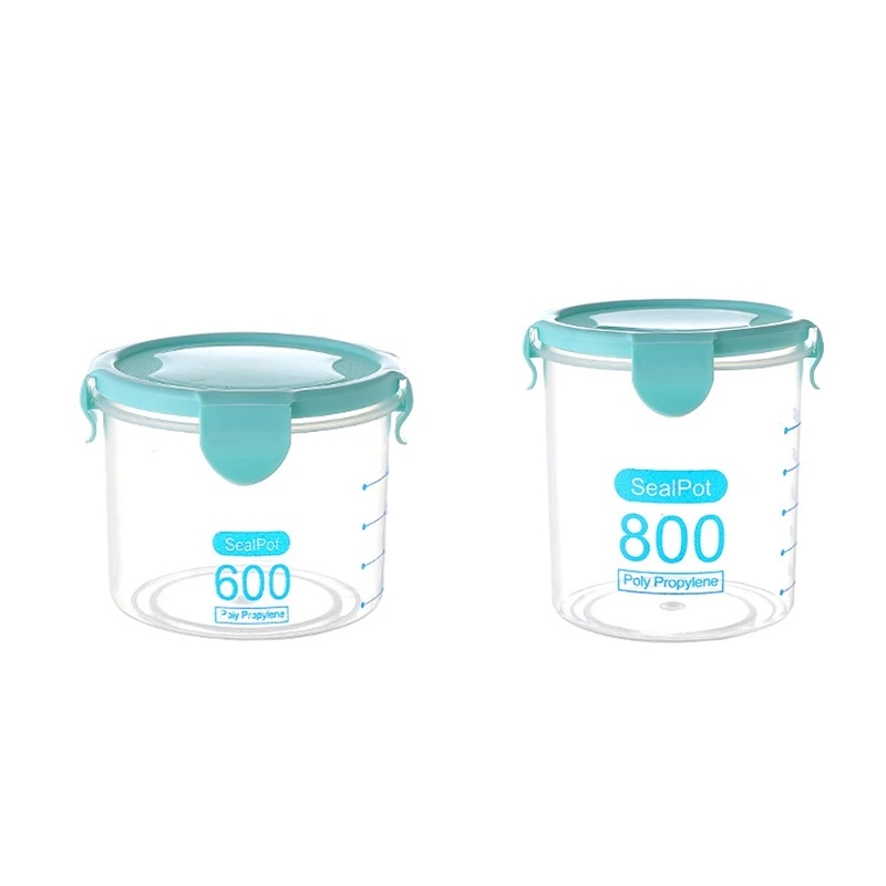 2 Pcs Kitchen Food Container Seal Pot Tea Coffee Candy Storage Tank Plastic Cereals Snacks Box Cookie Canister Jars for Spices B | Дом и сад