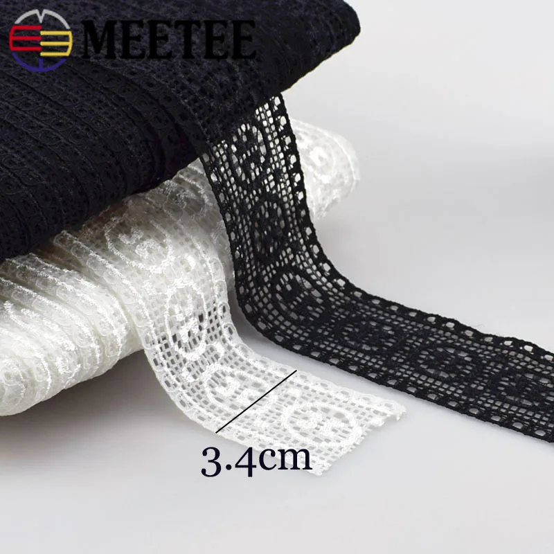 Meetee 10Yards 34mm Nylon Cotton Elastic Band Lace Webbbing DIY Garment Sewing Accessories Home Textile Children's Hair Material | Дом и