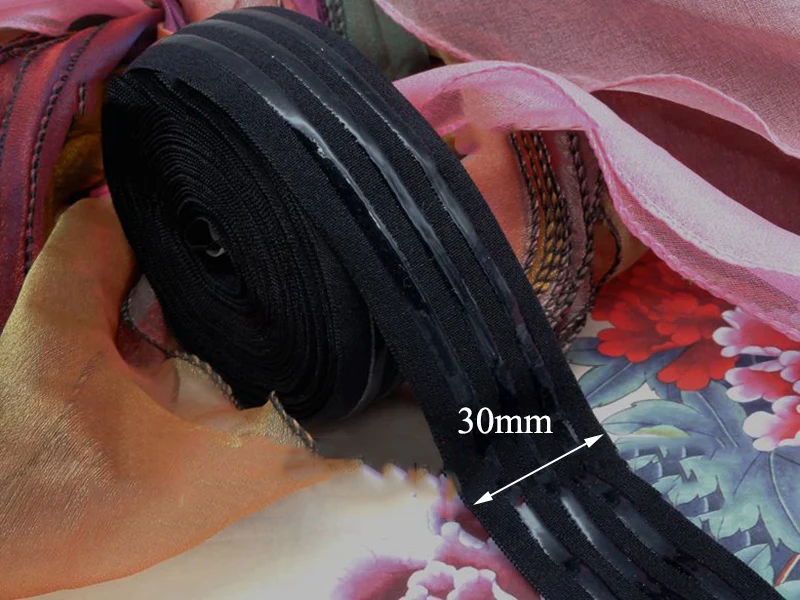 black 30mm Meetee 5/10M 25/30 мм Эластичная лента резиновая незаметная противоскользящая силиконовая ремень для штанов, теплая жилетка, пальто, обувь спортивная Костюмы DIY Декор Аксессуары - Цвет: black 30mm
