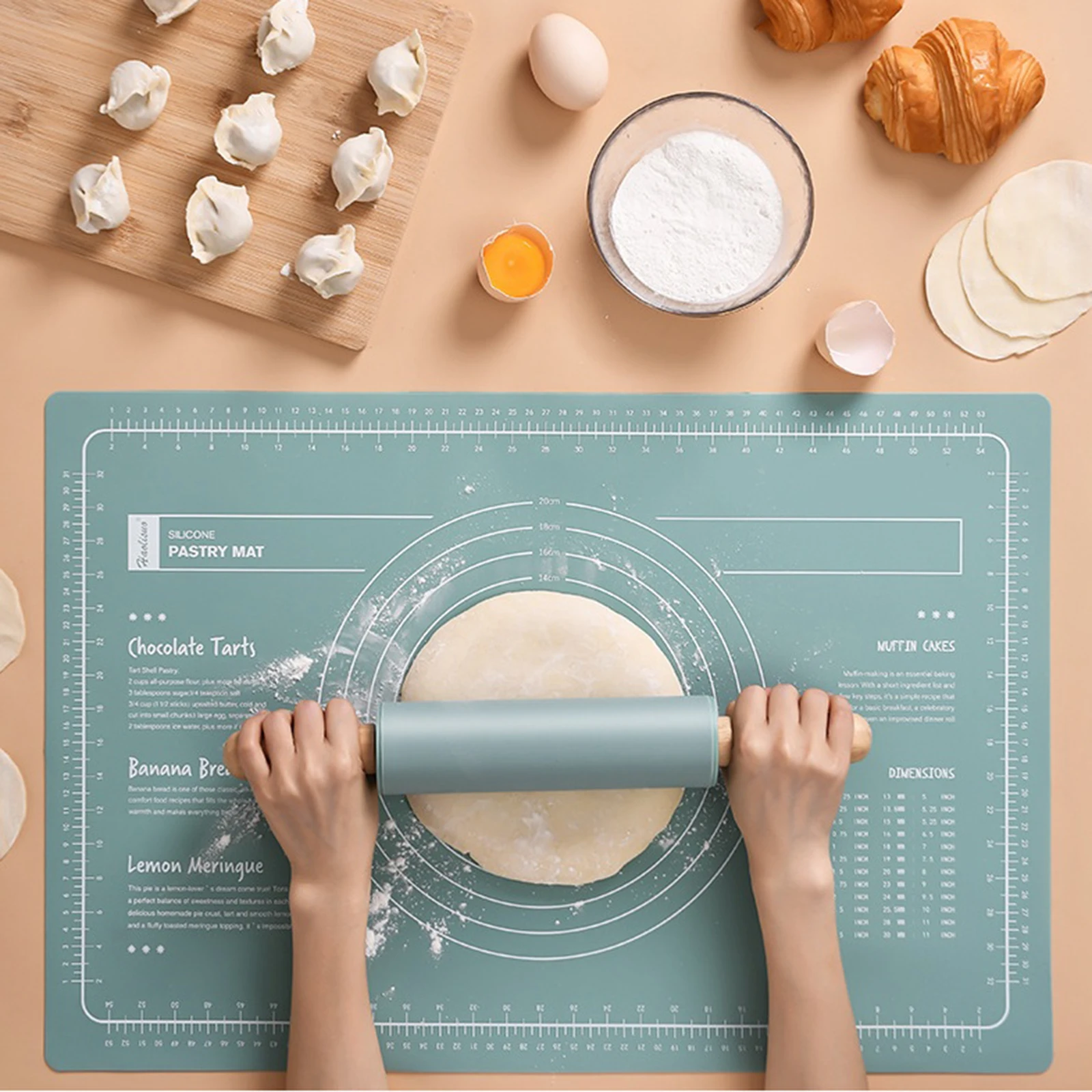 

Handmade Bread Flour Pad Rolling Dough Mat Baking Tools Beiges Tear Resistant Non-Stick Silica Gel Thickening With Size