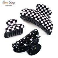 black white plaid acrylic hair claw clips for girls small and big hairpins women bobby pin accessories headwear come shine