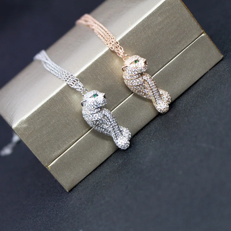 Женское Ожерелье с леопардовым принтом длинная цепочка зелеными глазами|ribbon