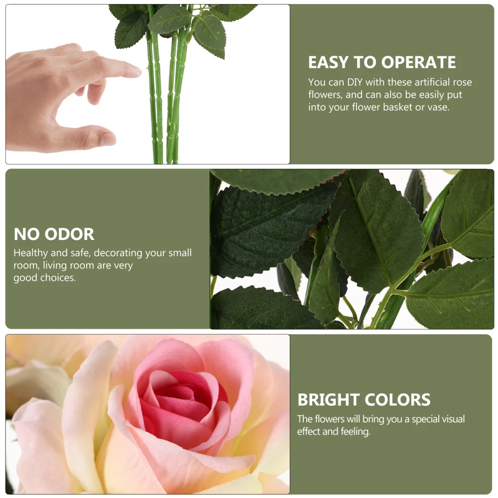 

5pcs Artificial Rose Flowers Realistic Simulation Roses for Wedding Decoration