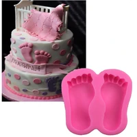 new 3d baby shower feet silicone fondant mould cake decor sugar gum paste icing mold chocolate candy cake baking decor tips tool