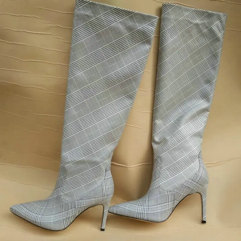 Сапоги TXCNMB до бедра на высоком каблуке 9 см женская зимняя обувь женские черные