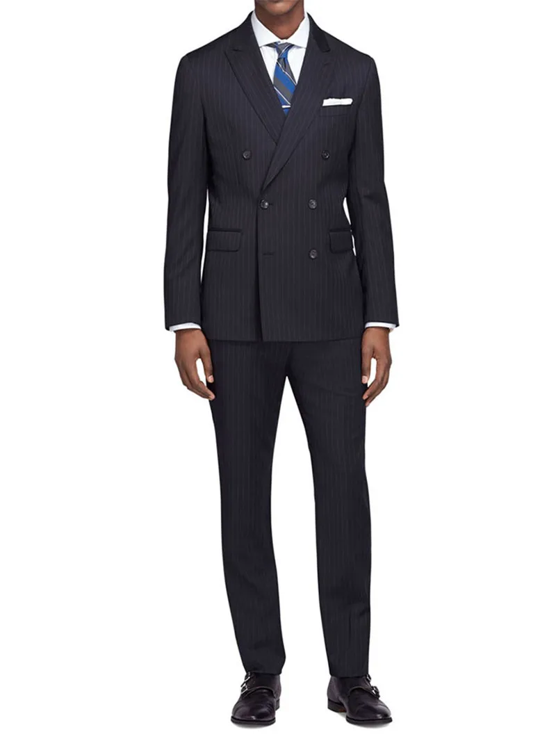 Pinstripe Tailor-made 2 Pieces High Quality Formal Business Wedding Causal Prom Tailored