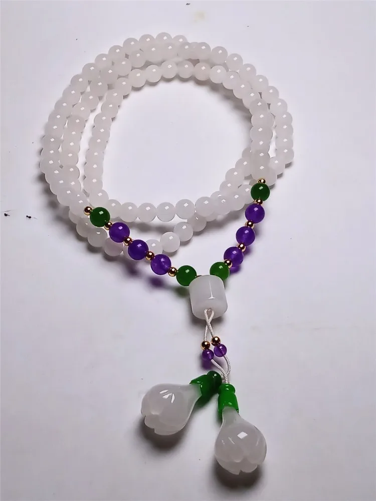 LETSFUN Изящные Ювелирные изделия натуральный белый нефрит Магнолия кулон бусины