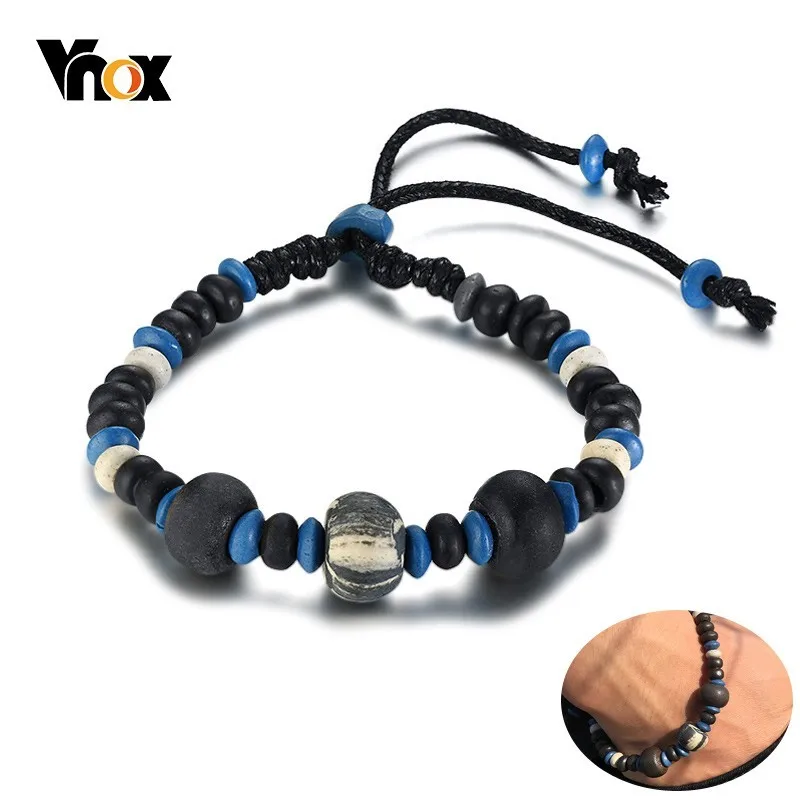 Vnox Beauty браслеты ручной работы с плетением для женщин и мужчин повседневные