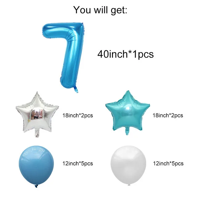 Same as picture Воздушный шар на 1 день рождения, 1 год, с цифрами, на 1, 2, 3, 4, 5, 6, 7 лет, украшение на день рождения, для маленьких мальчиков и девочек - Цвет: Same as picture