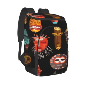 thermal backpack african ethnic tribal masks waterproof cooler bag large insulated bag picnic cooler backpack refrigerator bag free global shipping