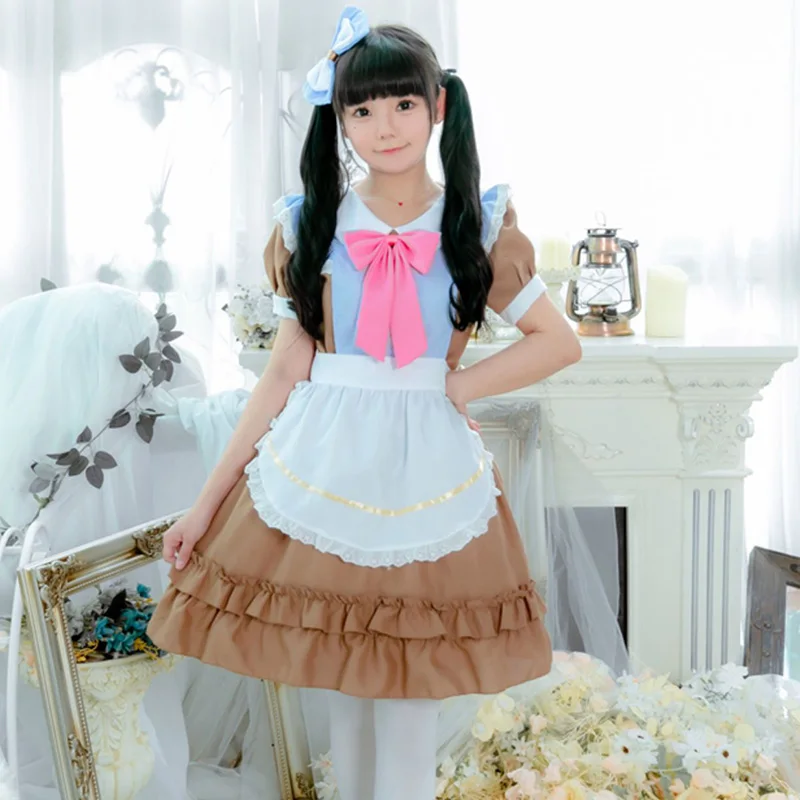 Милое Платье в стиле лолита платье горничной наряд костюм Косплэй женские