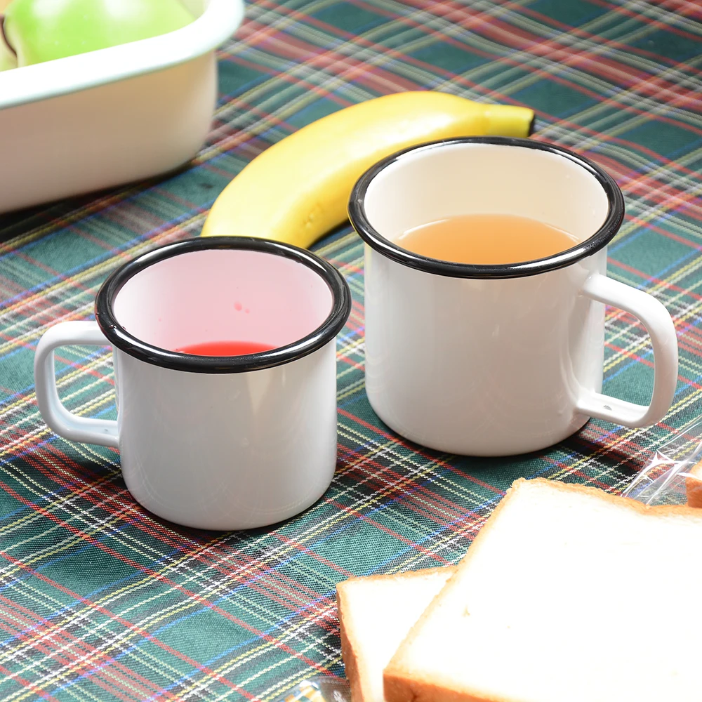 Уличная эмалированная чашка QUEENBAR домашняя винтажная для завтрака молока кофе