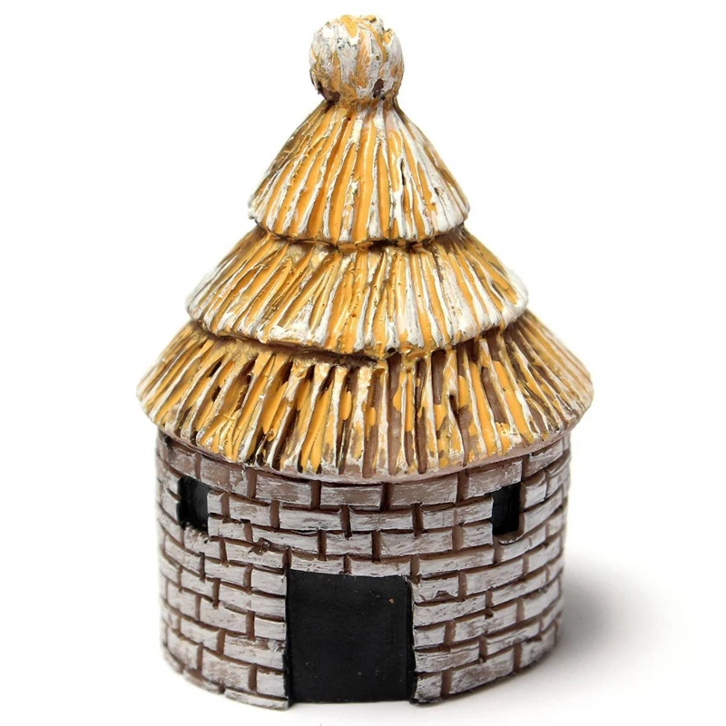 Thatched House Miniature Garden Craft Landscape Plant Flower Pot Bonsai Decor Fairy Ornament Small | Дом и сад