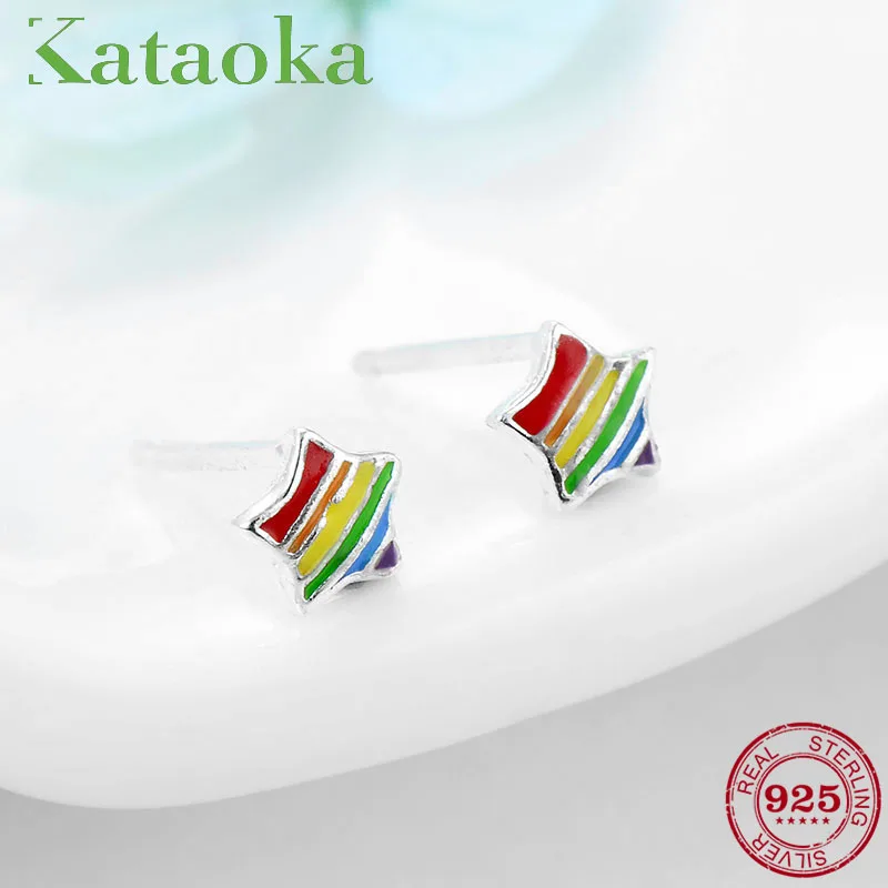 2018 Модные Разноцветные серьги с пятиконечной звездой и эмалью серьги-гвоздики из