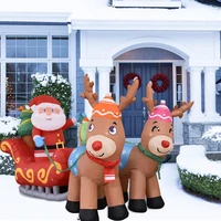 213cm7ft christmas inflatable santa reindeer sleigh outdoor decor led lights cute fun yard lawn christmas decorations for home