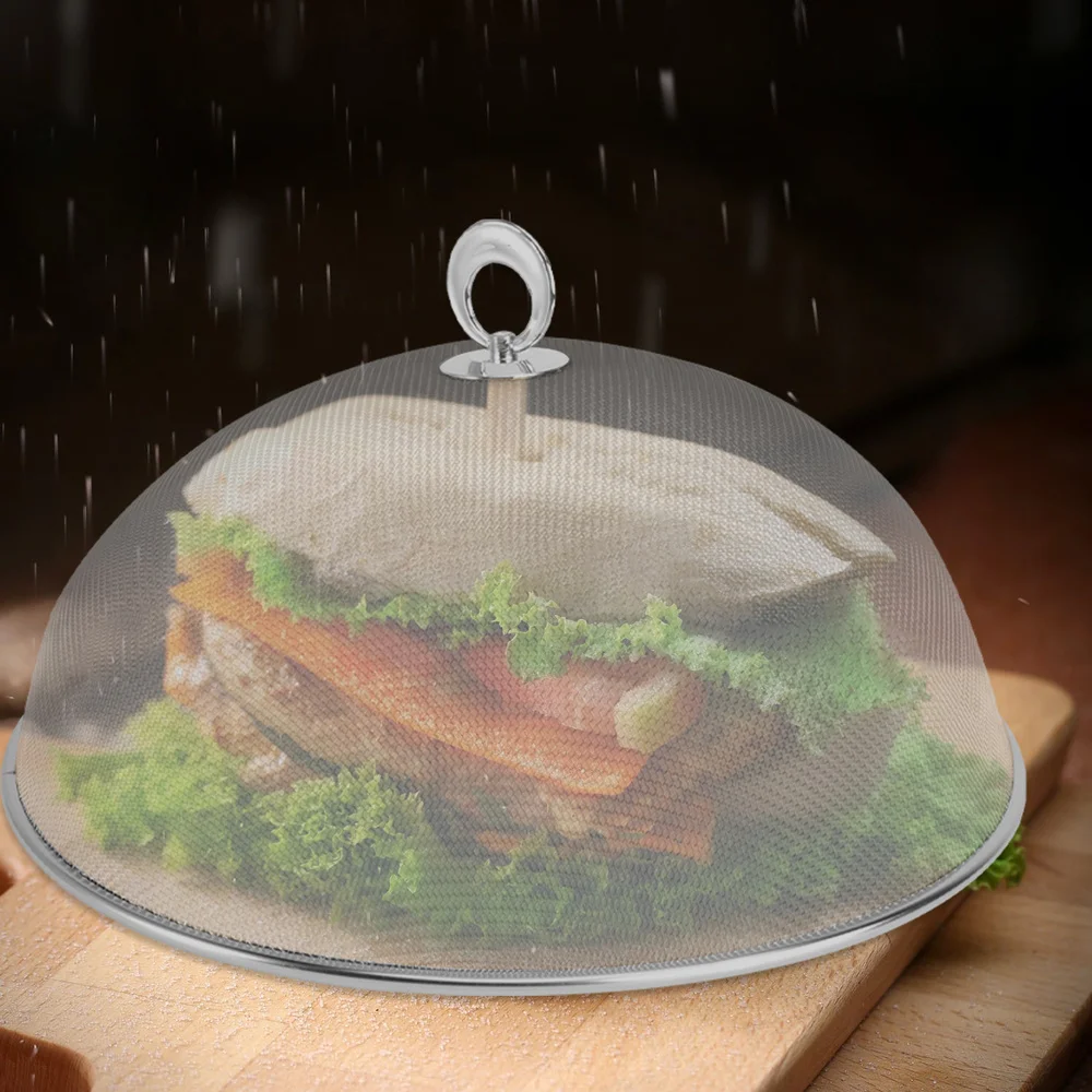 

1pc Stainless Steel Food Cover Foldable Circular Food Cover Food Tent for Home (Silver Diameter 24CM)