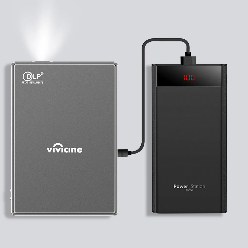 VIVICINE T10 wifi светодиодный мини-проектор, встроенный аккумулятор Andriod 7,1 Bluetooth, поддержка проводного зеркального отображения и беспроводной Miracast/DLNA