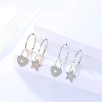 lo paulina hoop earrings sterling silver 925 fine jewelry star and heart lock charms for women wedding statement gifts brincos