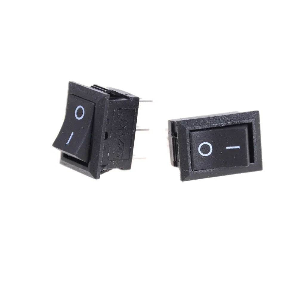 

3/6pcs PCS Black Push Button Mini Switch AC 6A/250V 10A/125V 3Pin Snap-in On/Off Rocker Switch 21*15MM