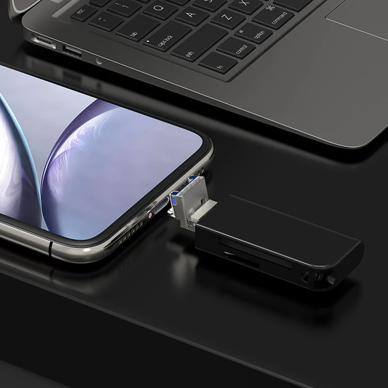 Кардридер UTHAI C77 2 в 1 устройство для чтения TF/SD карт USB 3 0 Lightning металлический корпус