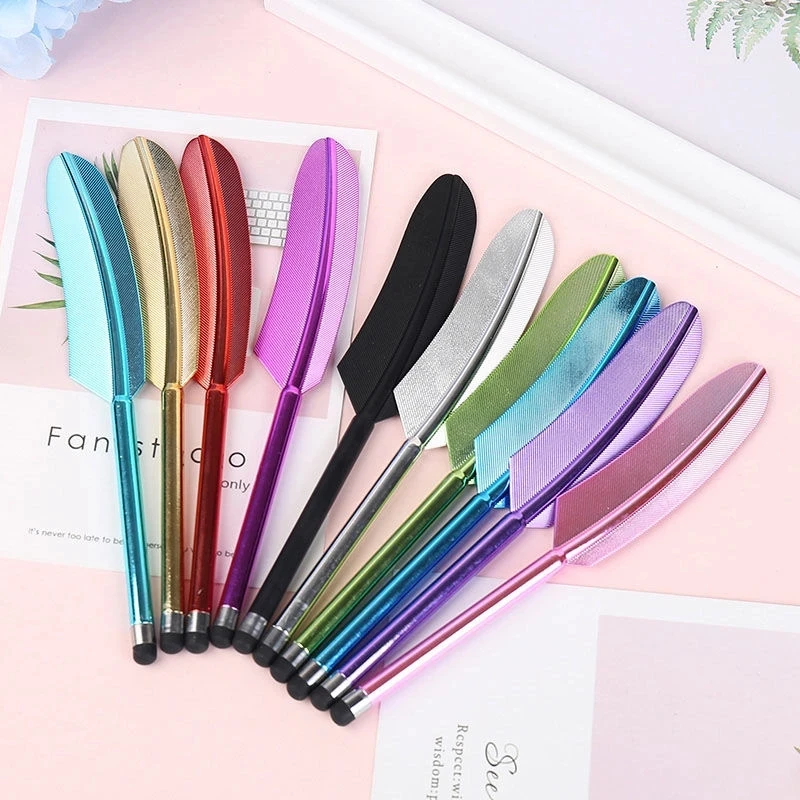 

Retro Feather Touch Screen Pen UV Electroplating Capacitive Pen For Smart Phone Tablet Computer Universal Soft Head Stylus Pen