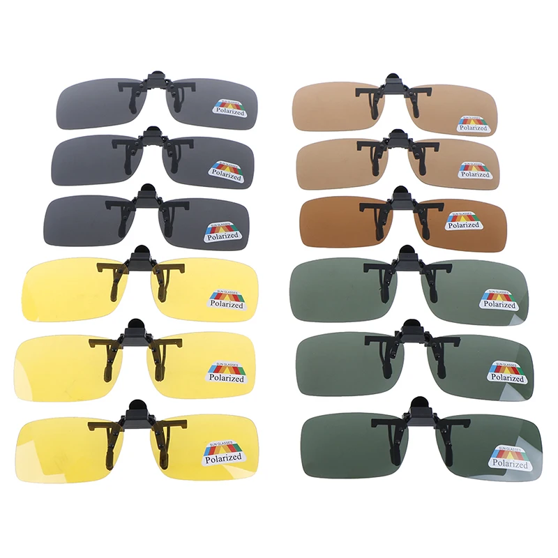 1pc high quality Unisex Clip-on Polarized Day Night Vision Flip-up Lens Driving Glasses UV400 Riding Sunglasses for Outside