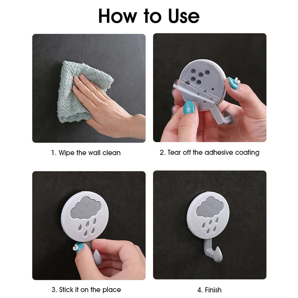 

Cute Cloud Shape Wall Hooks Hanger Self Adhesive Hooks Clothes Bags Hats Key Decor Home Kitchen Bathroom Accessories