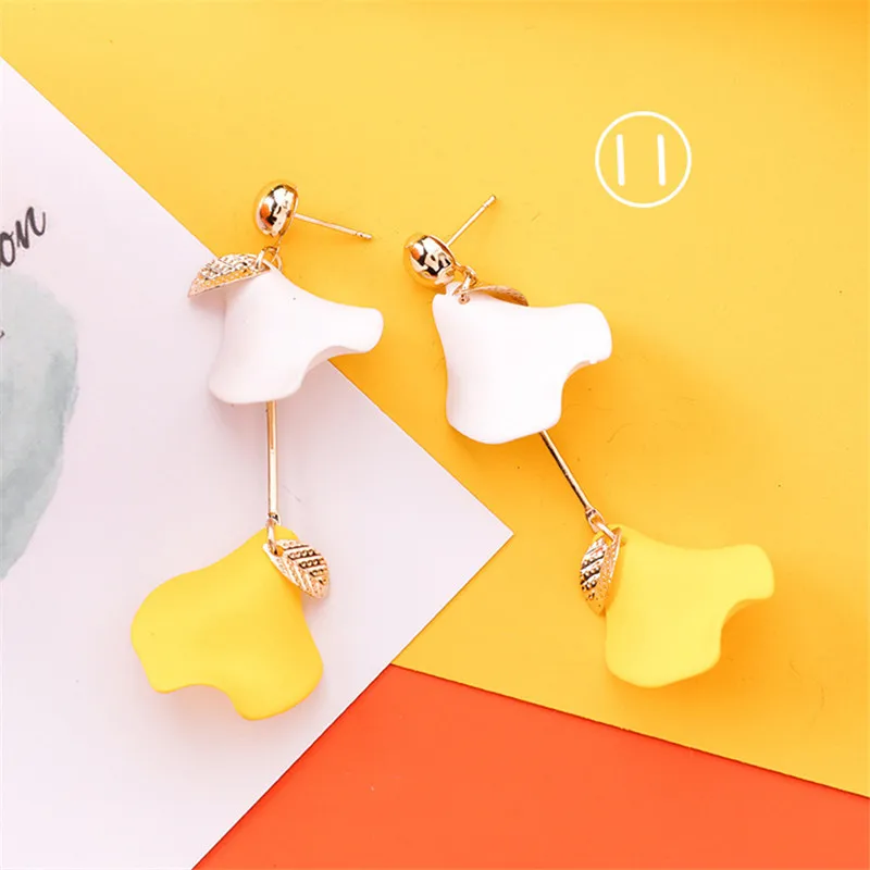 Серьги-подвески в Корейском стиле милые летние длинные желтые серьги с
