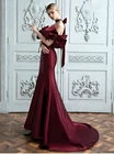 Женское вечернее платье-русалка, Бордовое платье с открытой спиной, открытыми плечами, вырезом лодочкой и бантом, для свадебной вечеринки, банкета, 2022