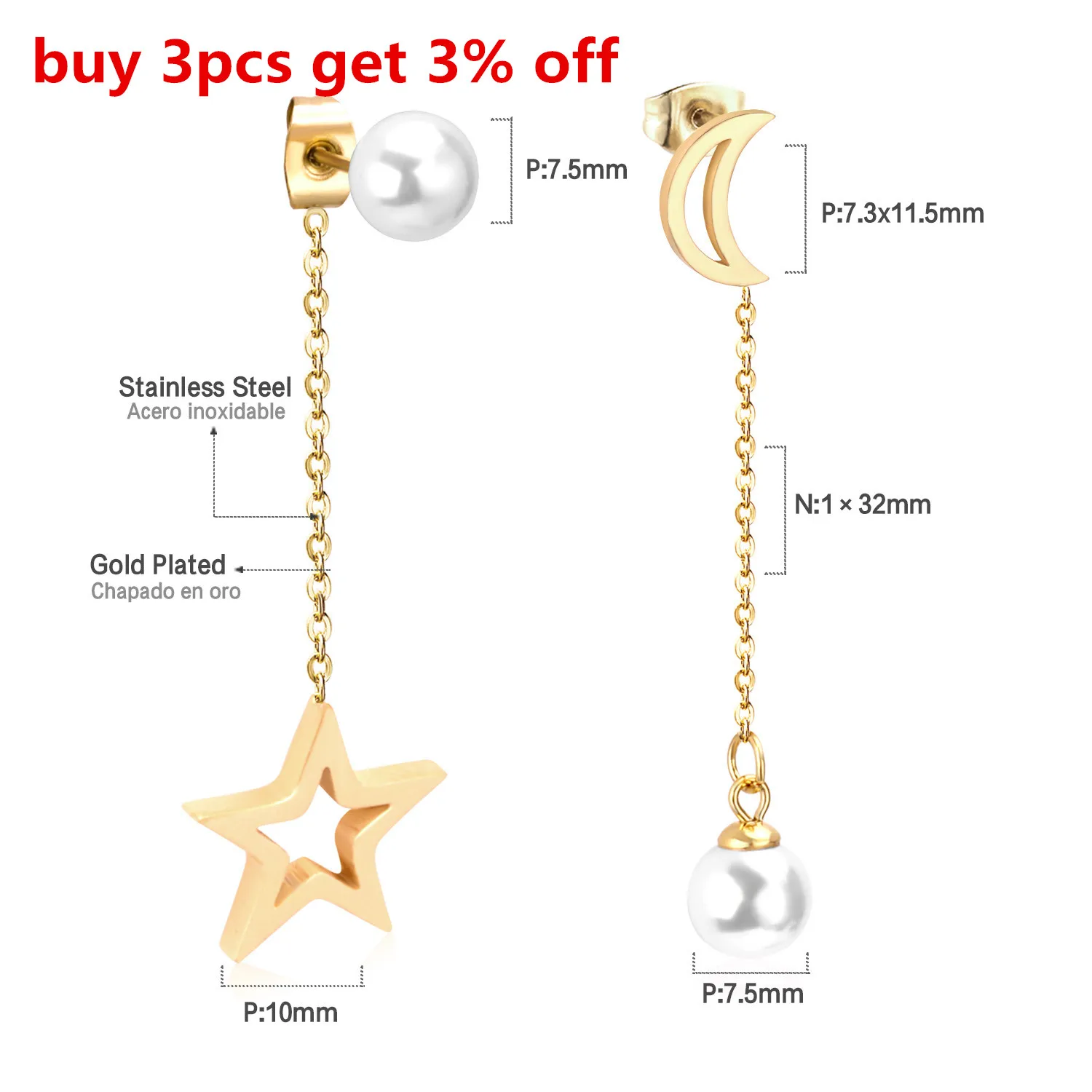 Роскошная сталь Новое поступление звезда и имитация жемчуга Подвески модные