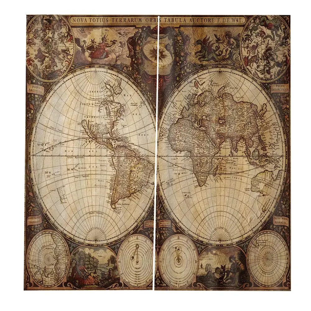 Винтажные морские старинные шторы с картой мира для гостиной спальни набор