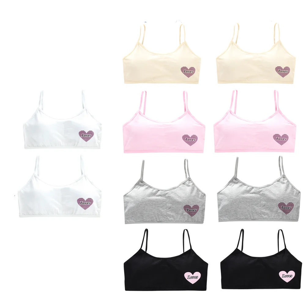 

10pc/Lot Letter Sport Young Girls Bra Cute Cotton Topic Teenage Training Underwear Natural Sling Fahsion Vest 5 Colors