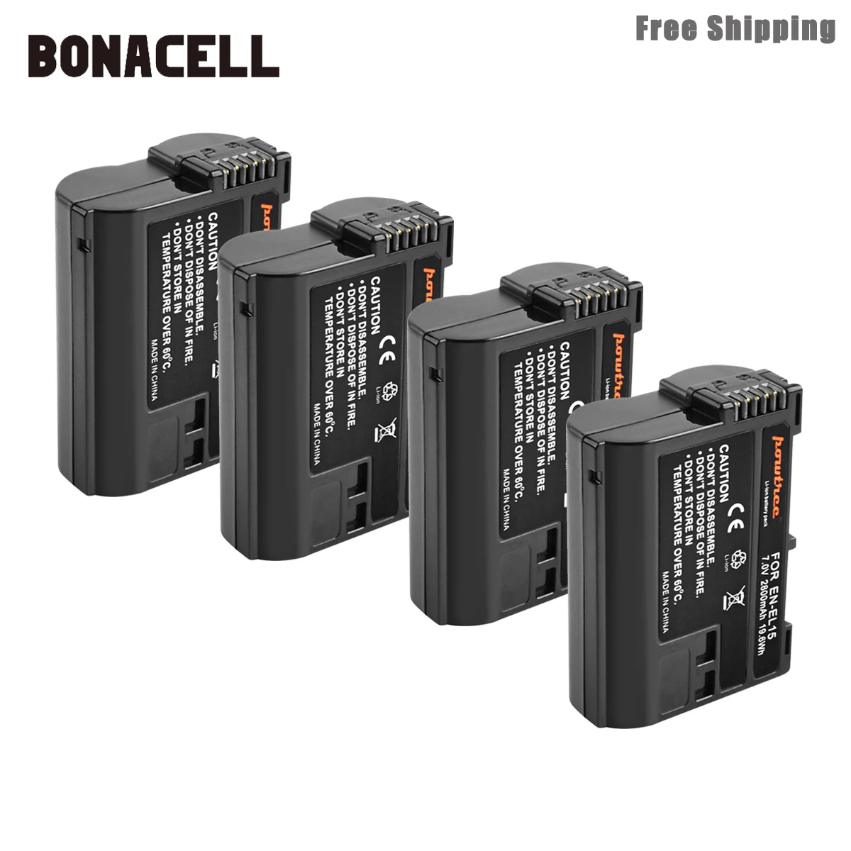 4 Pack Battery Bonacell 2800 мА/ч, EN-EL15 ENEL15 RU EL15 Камера Батарея для цифровых зеркальных фотокамер Nikon D600 D610 D800 D800E D810 D7000 D7100 D7200 L50 - Цвет: 4 Pack Battery