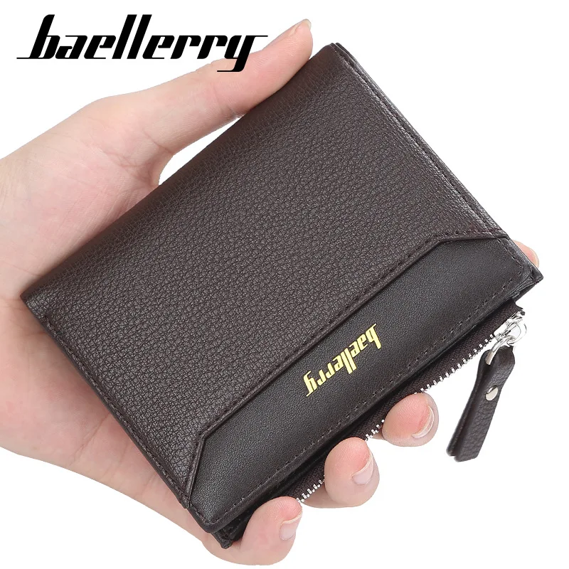 Baellerry мужские компактные кошельки Твердые модные на молнии Держатель для карт мужской кожаный кошелек с отделением для монет высокого качества мужской кошелек