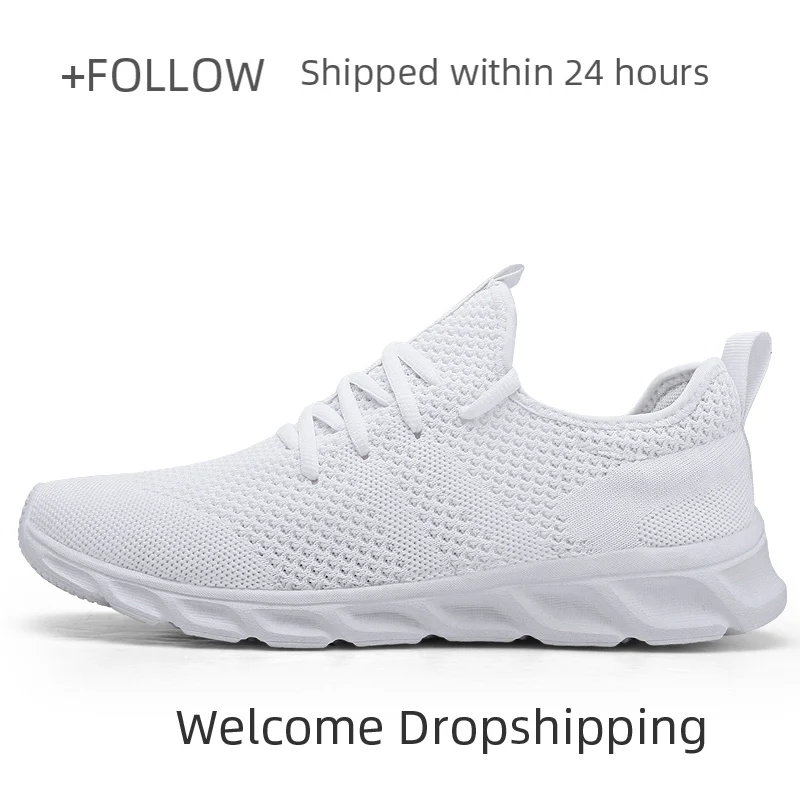 Белый Xiaomi светильник кроссовки Flyknit Дышащие Беговые кроссовки на шнуровке для мужчин кроссовки против запаха мужская повседневная обувь Прямая поставка - Цвет: Белый