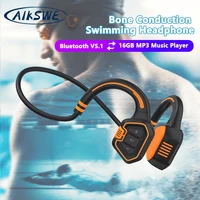 aikswe bone conduction swimming headphone bluetooth v5 1 wireless earphone 16gb ip68 waterproof mp3 music player sports headset